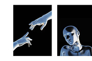 chrome human, metal plastic hands, a Healthcare Illustration by Mary P (Thumbnail 1 of 2)