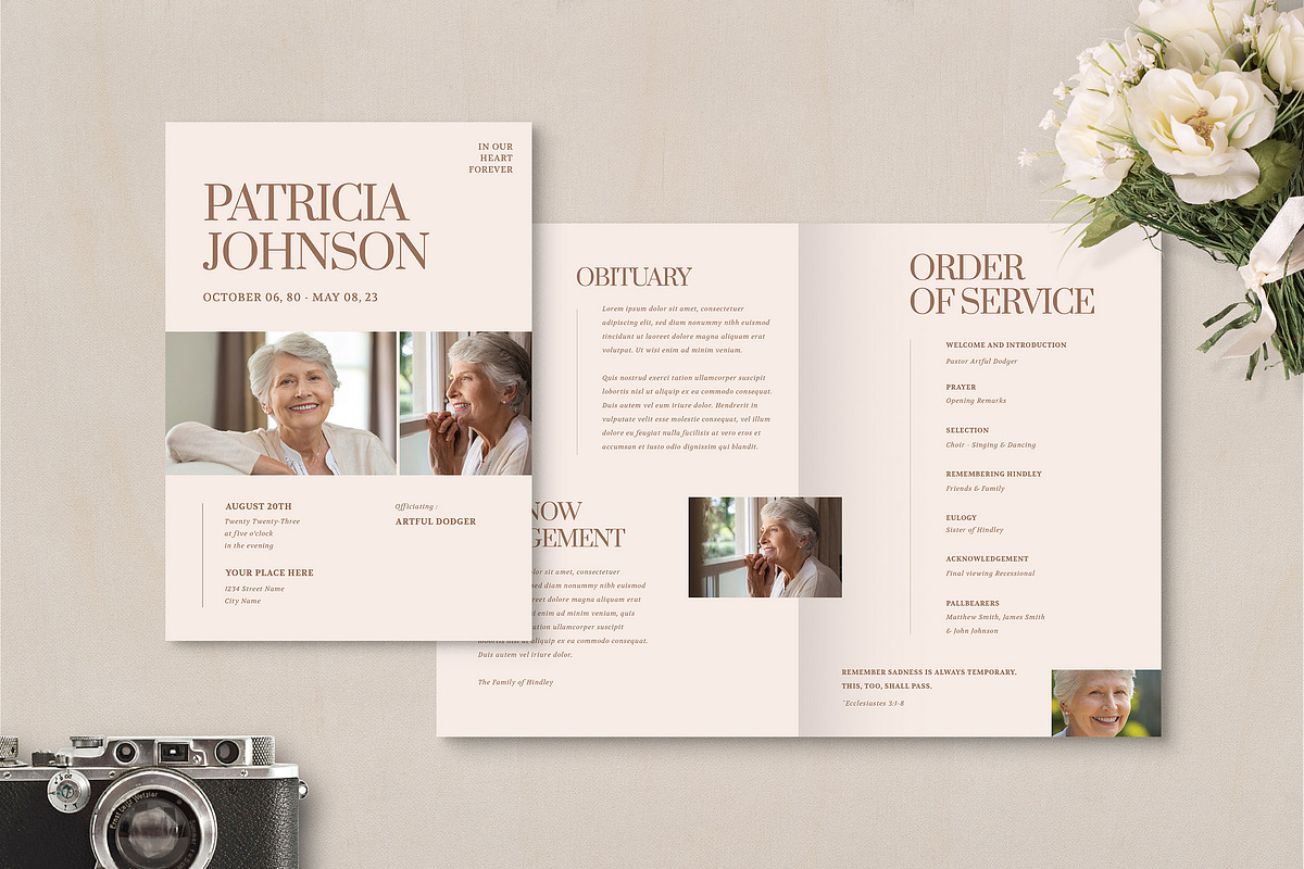 Funeral Program Template, a Brochure Template by VectorVactory (Photo 1 of 8)