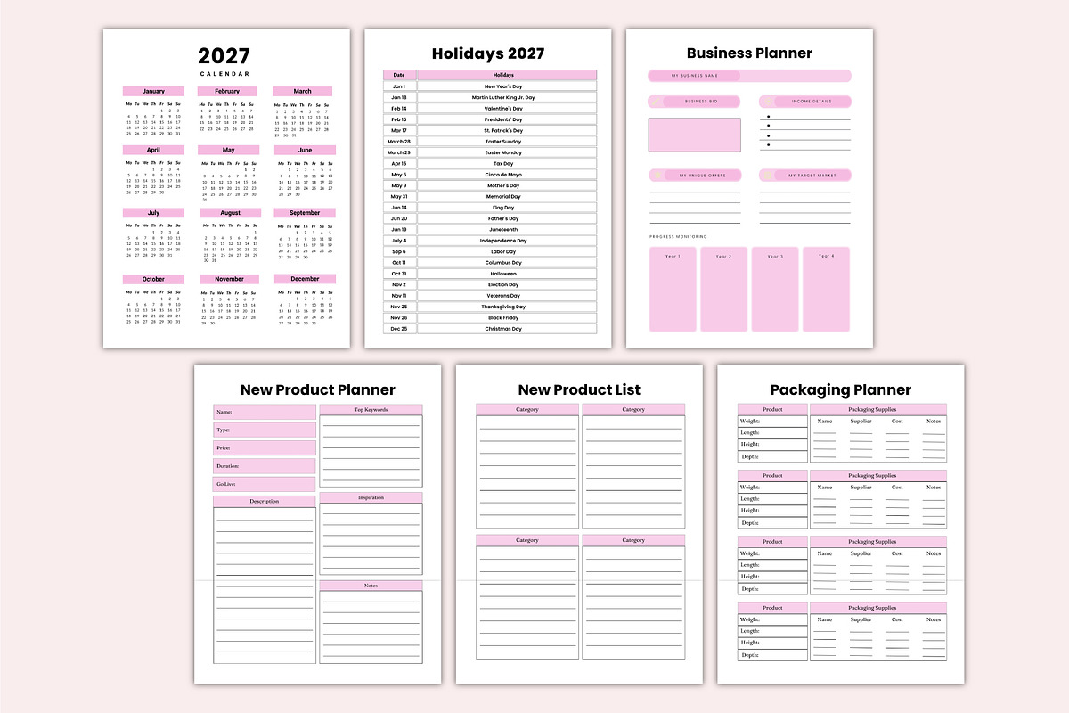 Editable 2027 Business Planner, a Stationery Template by Shumaya (Photo 3 of 6)