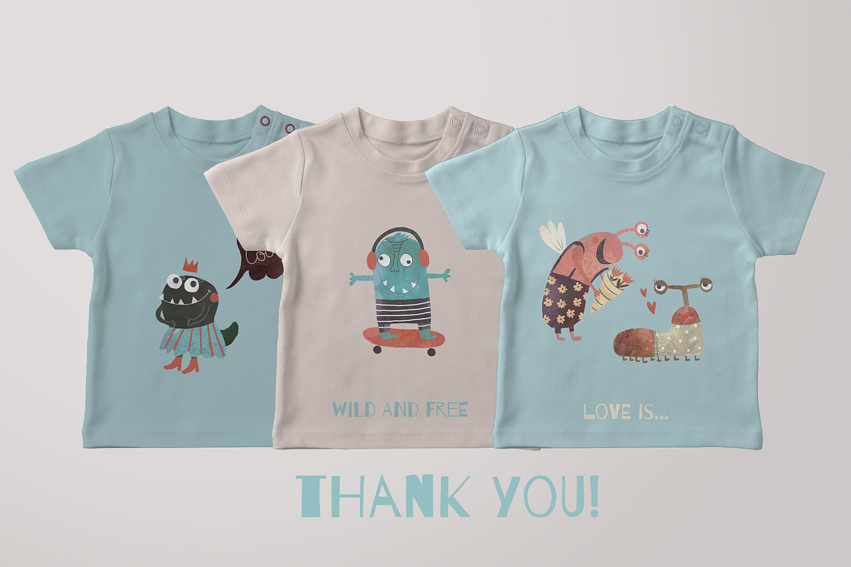 Cute Monsters collection, a Pattern Graphic by watercolor kamill (Photo 9 of 10)