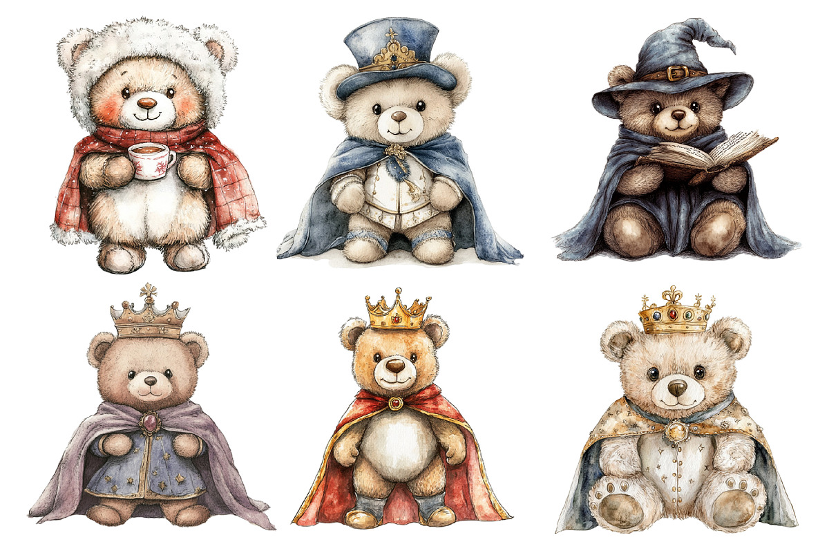 Teddy Bear in Hat and Cape Clipart, an Illustration by SinaCreation (Photo 2 of 5)