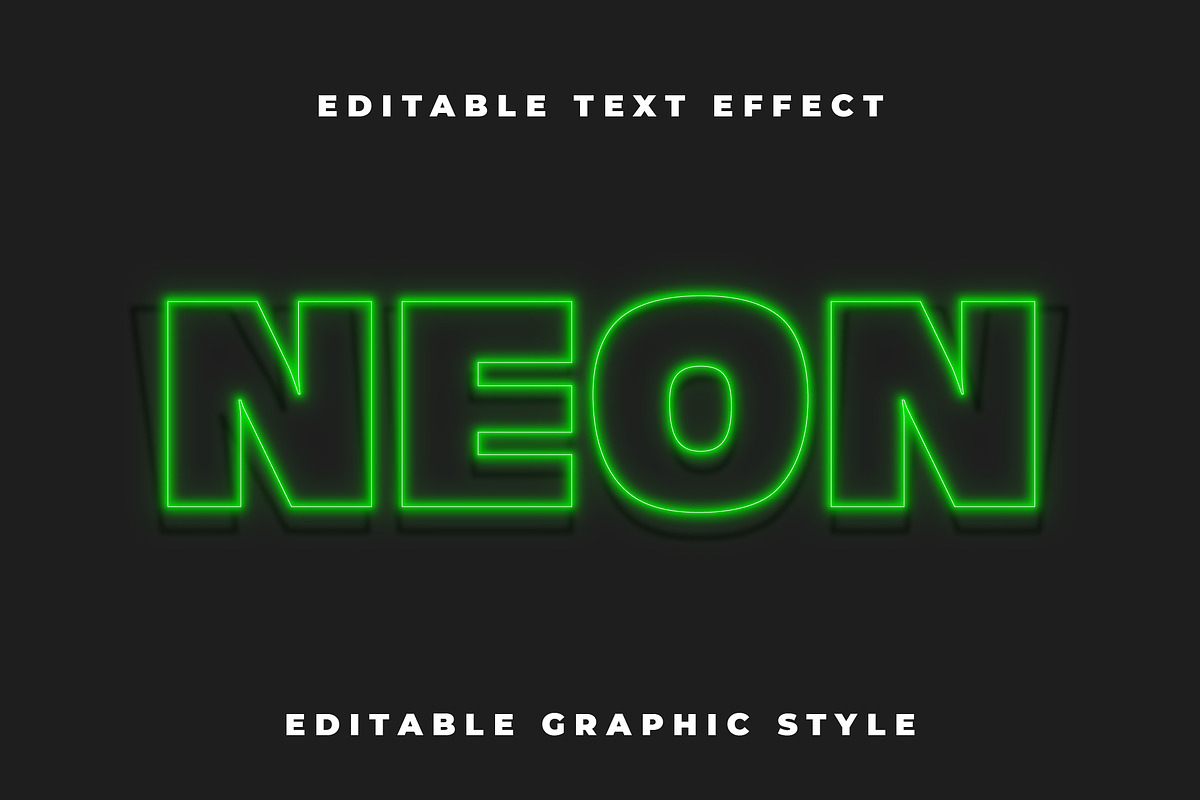 Neon Outline Block Text Effect