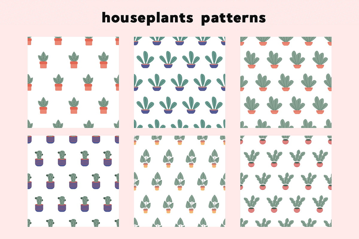 Houseplants Clipart & Patterns, a Graphic by IRSYART (Photo 5 of 8)