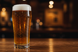 Cold pint of beer with frothy head o, a Food & Drink Photo by professorinc