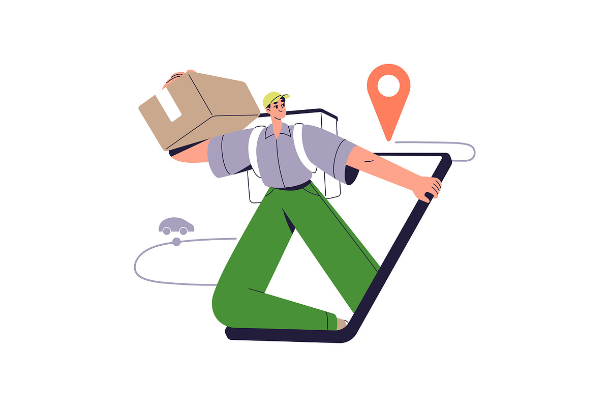 Courier delivery service set, a Person Illustration by PaperTrident (Photo 2 of 7)