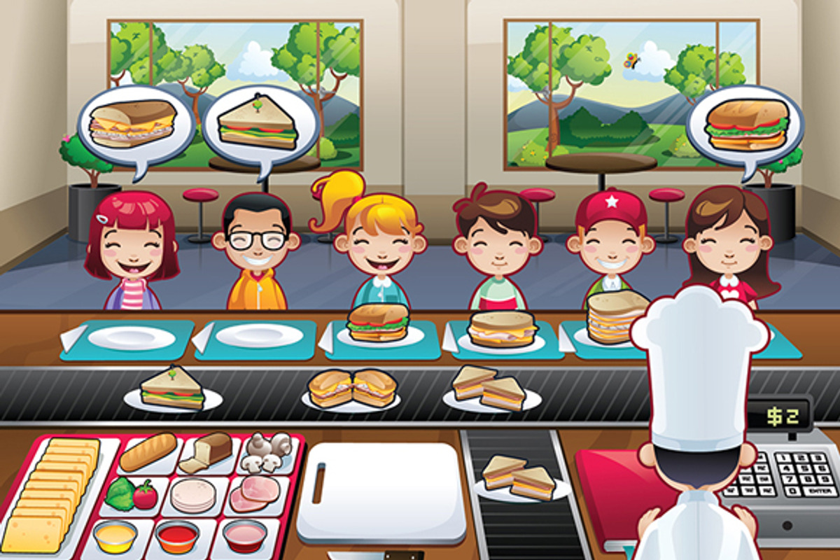 Restaurant fast food with kids, a Food Illustration by Andres Moncayo (Photo 1 of 2)