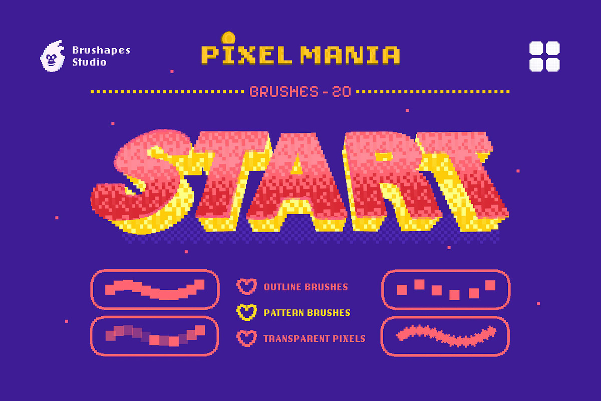 Multi App Pixel Mania Brushes, a Brush Add-On by brushapes.com (Photo 2 of 9)