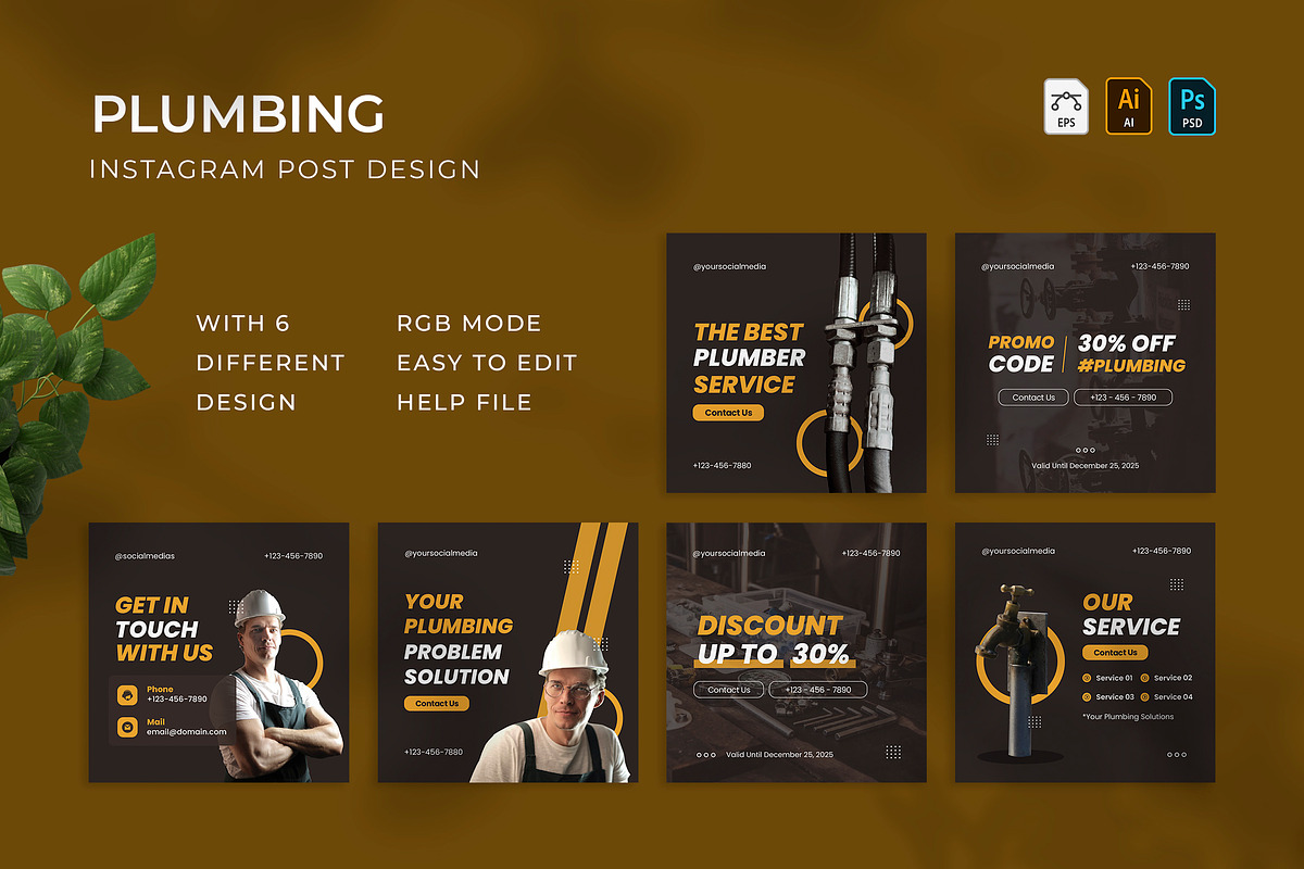 Plumbing - Instagram Post, a Social Media Template by VUNIRA