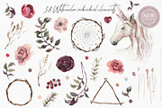 Watercolor Boho Floral Unicorn Set, a Decorative Illustration by Veris Studio (Thumbnail 12 of 15)