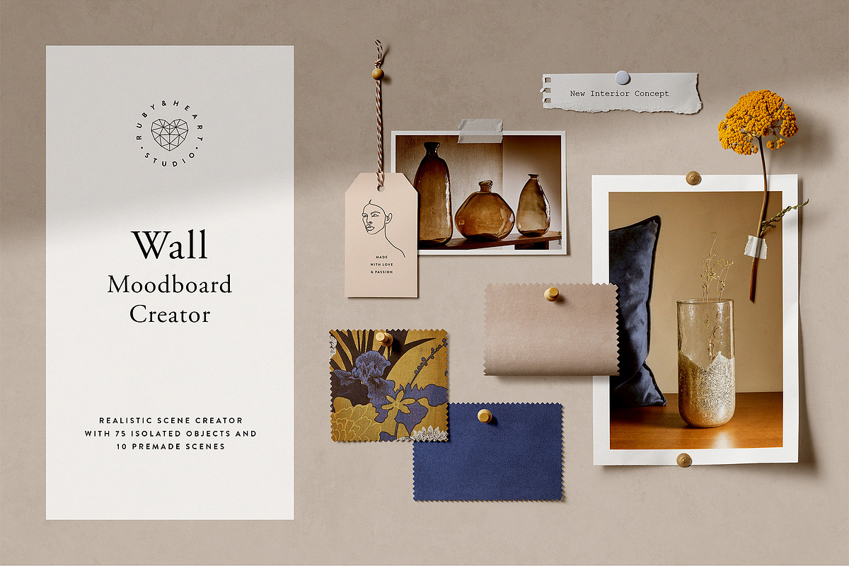 Wall Moodboard Scene Creator, a Product Mockup by Ruby&Heart Collective (Photo 1 of 18)
