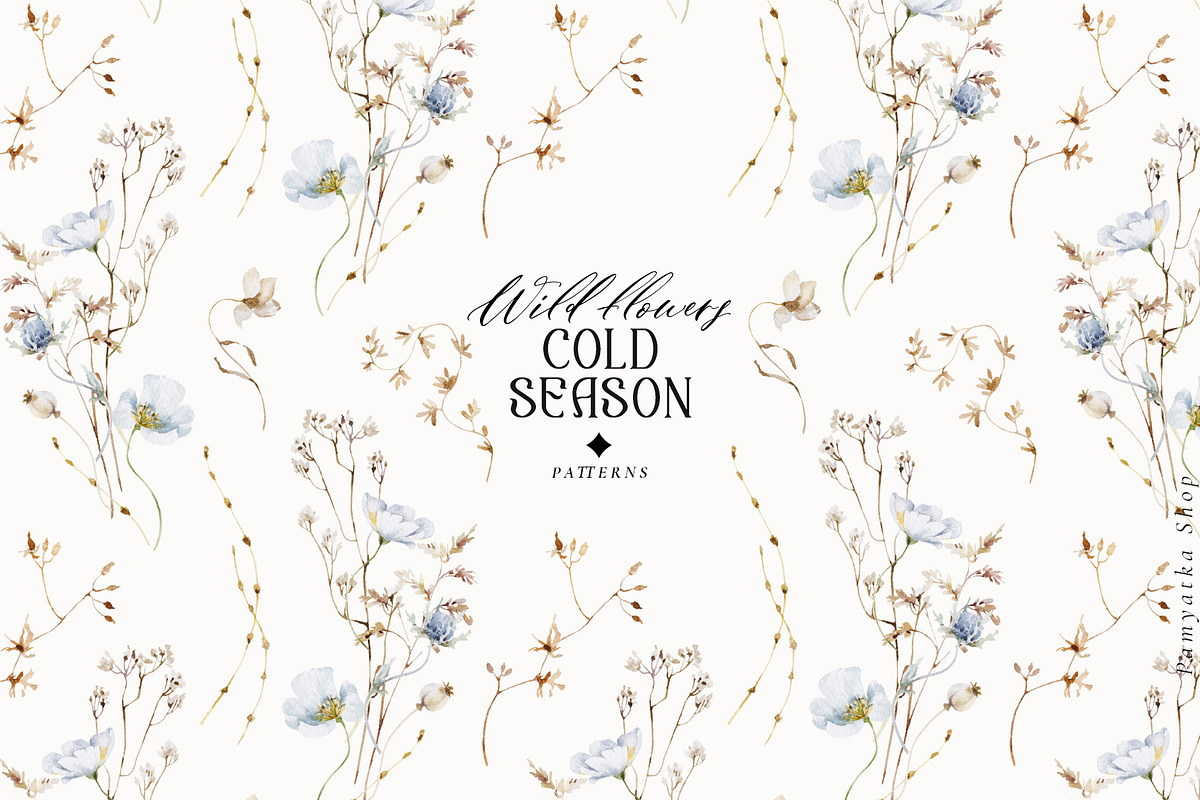 Cold season - watercolor wildflowers, a Decorative Illustration by Pamyatka Shop (Photo 17 of 18)