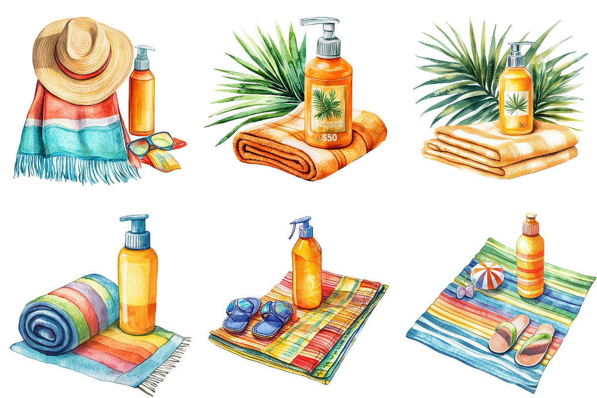 Poolside accessories Clipart Bundle, an Illustration by Pixels.Craft (Photo 5 of 8)