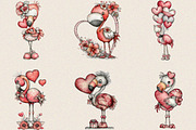 Whimsical Valentine Flamingo Clipart, an Illustration by SVGArt (Thumbnail 7 of 8)
