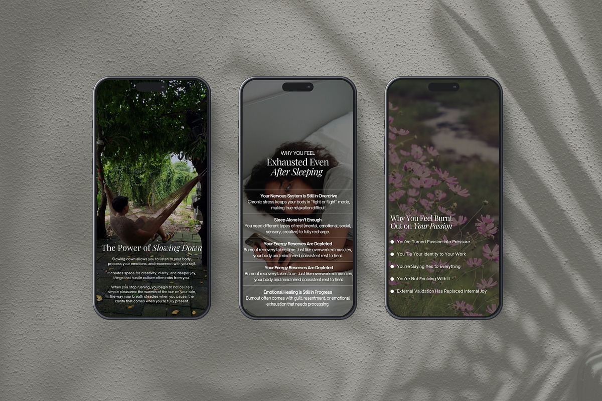 Burnout Recovery Instagram Templates, a Social Media Template by Terraa Studio Design (Photo 7 of 7)