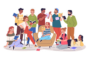 Readers club. Different people group, an Education Illustration by Stock-Smart-Start