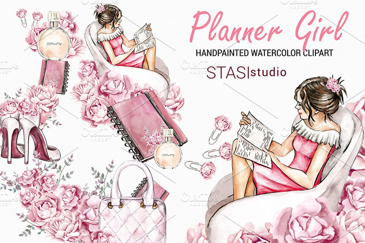 Chic Fashion Watercolor Clipart, a Decorative Illustration by STASIstudio (Photo 1 of 3)