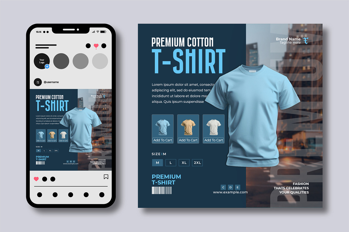 Premium Cotton T Shirt Social Media, a Social Media Template by MightyDesign (Photo 2 of 7)