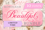 Beautiful Monogram Bundle, a Handwritten Font by Yoga Letter (Thumbnail 1 of 11)