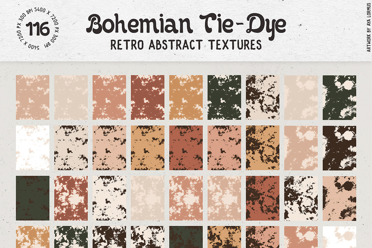 Bohemian TieDye Retro textures, a Texture Graphic by AyaLormus (Photo 3 of 17)