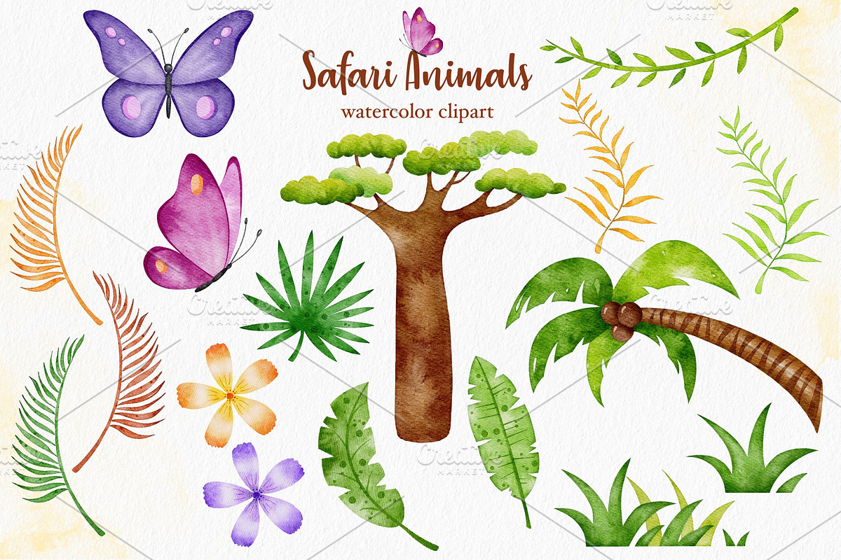 Watercolor Safari Animals clipart, an Animal Illustration by LuiDesignStudio (Photo 3 of 6)