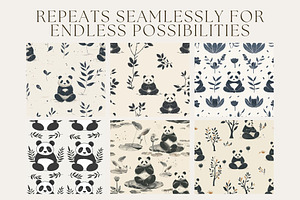 8 Panda Zen Seamless Patterns