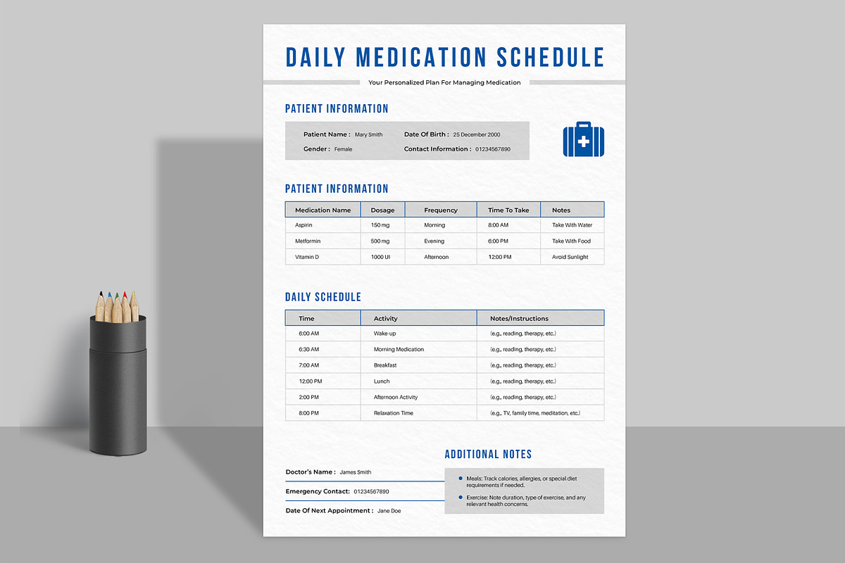 Daily Medication Schedule Template, a Stationery Template by ContestDesign (Photo 2 of 3)