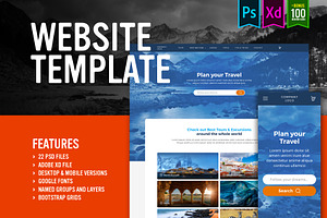 Travel Website Template - PSD & XD