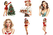 Pin Up Girls Christmas Clipart, an Illustration by DreamArtGraphic (Thumbnail 3 of 5)