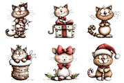 Whimsical Christmas Cat Clipart, a Graphic by CitraGraphics (Thumbnail 2 of 4)