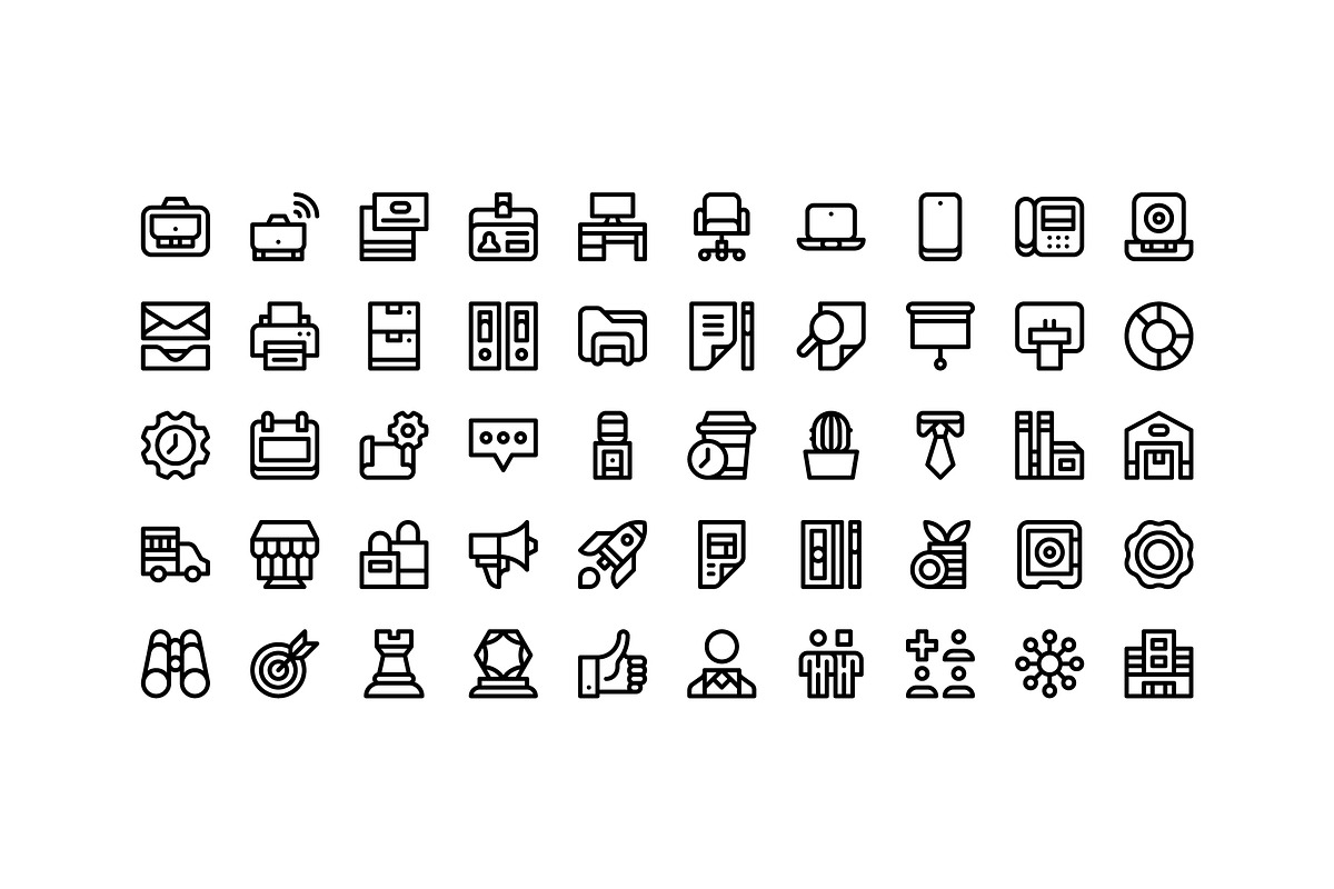 50 Business Basics Icons, an Outline Icon by Side Project (Photo 2 of 7)