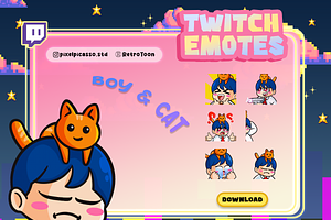 Boycat Animated Twitch Emotes, an Emoji Icon by Pixel Picasso Studio