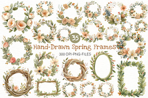 Hand-Drawn Spring Frames Clipart, an Illustration by Designworld