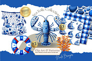 Sea Toile Clipart and Patterns, a Decorative Illustration by Nicole Branger Art (Thumbnail 1 of 28)