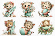 Whimsical Summer Cats Clipart, an Illustration by Craft Nest (Thumbnail 4 of 12)