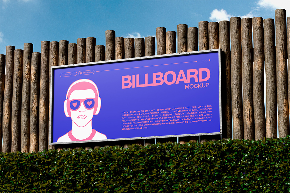Fence Billboard Mockup, an Advertising Mockup by HanaSaka_Studio (Photo 3 of 4)