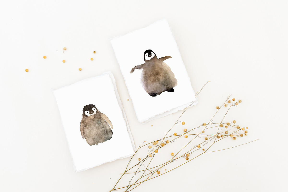 Cute penguins chicks watercolor set., an Animal Illustration by Bychovsky design (Photo 9 of 9)