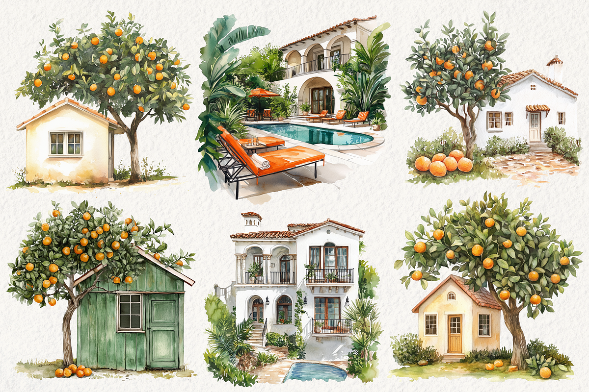 Mediterranean Citrus Clipart, an Illustration by NadiaTheronArt (Photo 3 of 5)
