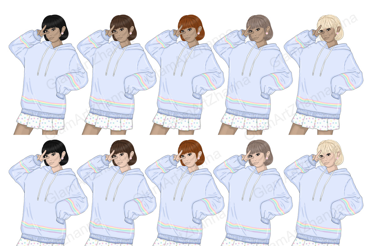 Kawaii Girl Clipart | Planner Girl, a Person Illustration by GlamArtZhanna (Photo 4 of 5)