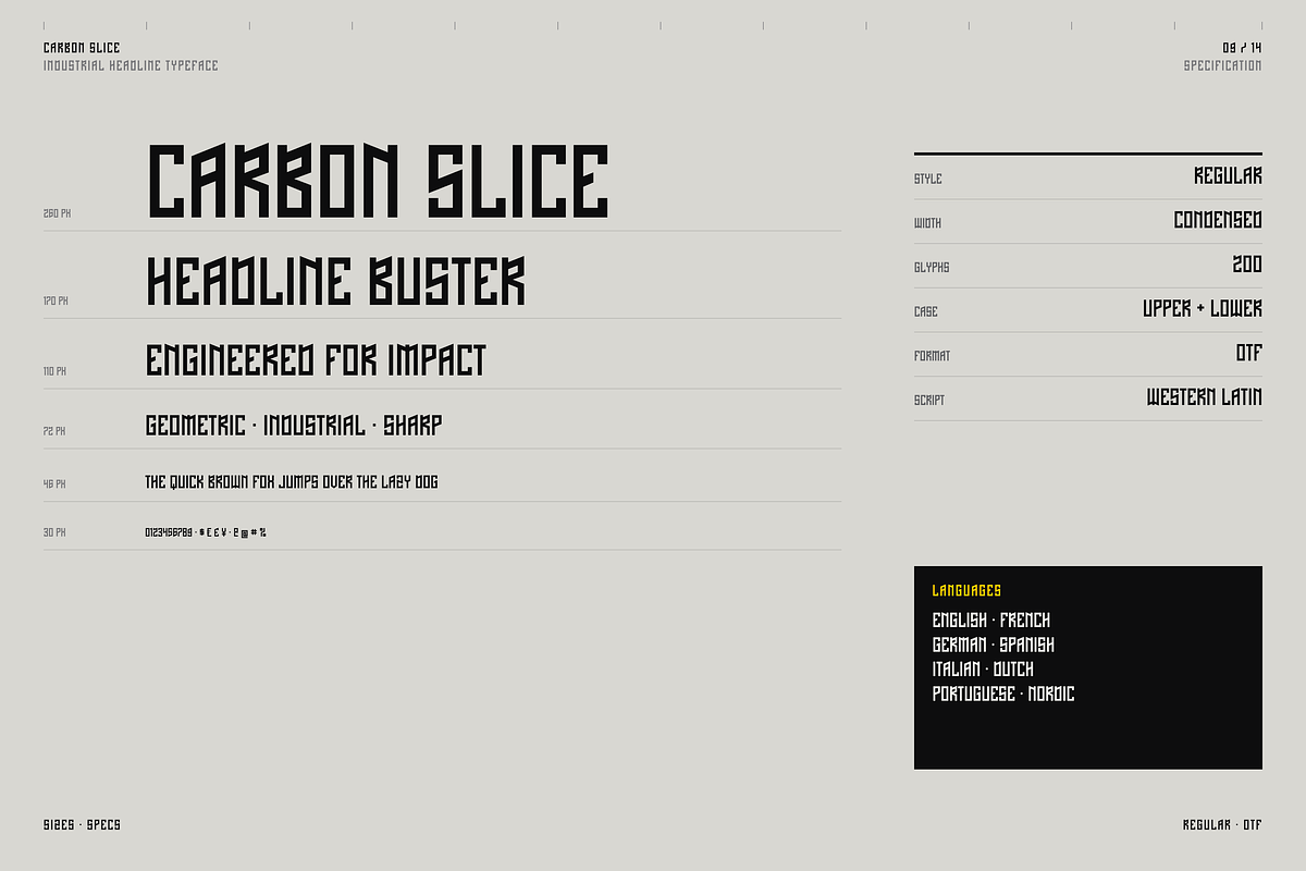 Carbon Slice - Condensed Industrial, a Sans Serif Font by HipFonts (Photo 6 of 11)