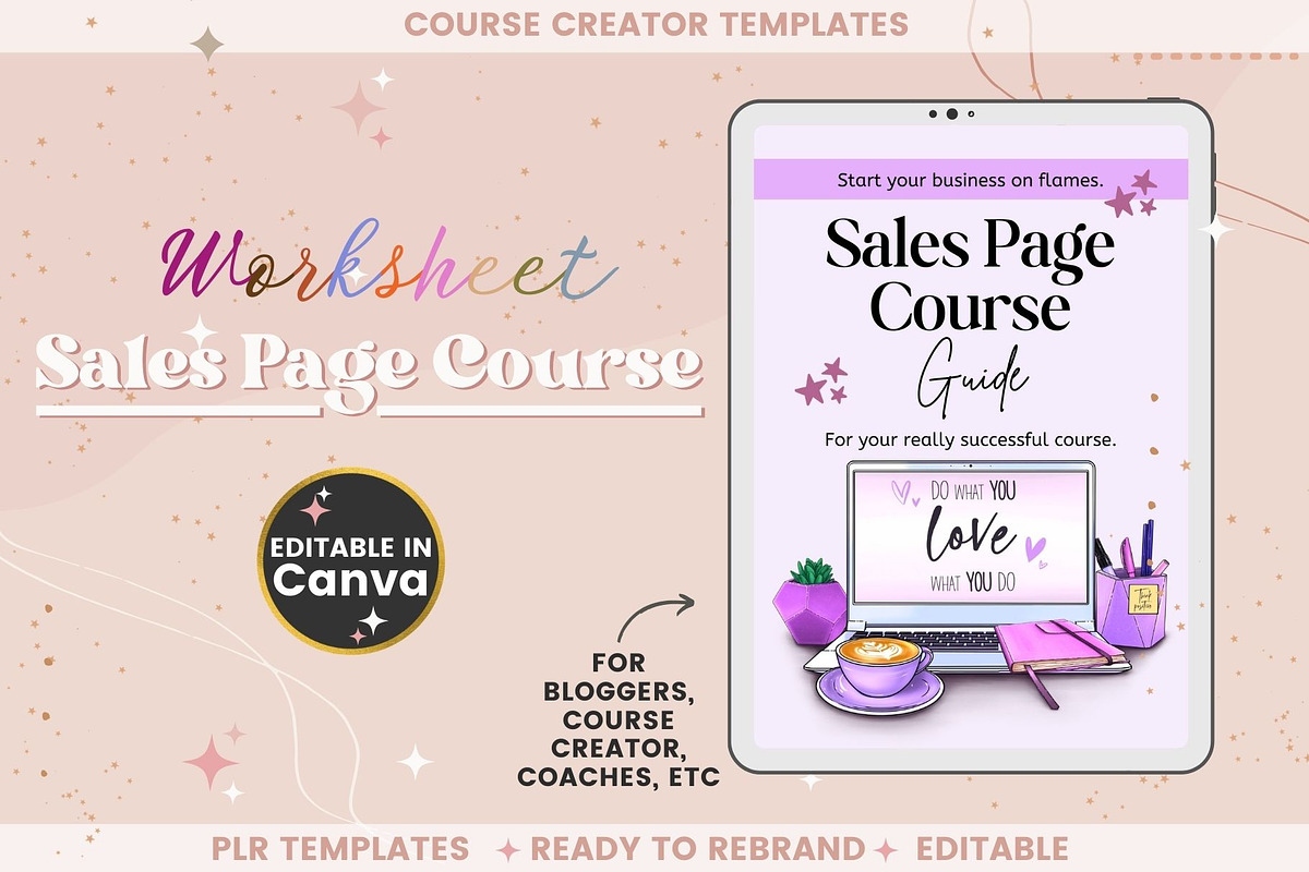 Sales Page Course Guide Worksheet, a Templates & Theme by bellaROSEworkshop (Photo 3 of 10)