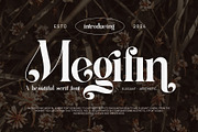 Megifin Beautiful Ligature Serif, a Serif Font by Alfinart (Thumbnail 1 of 10)