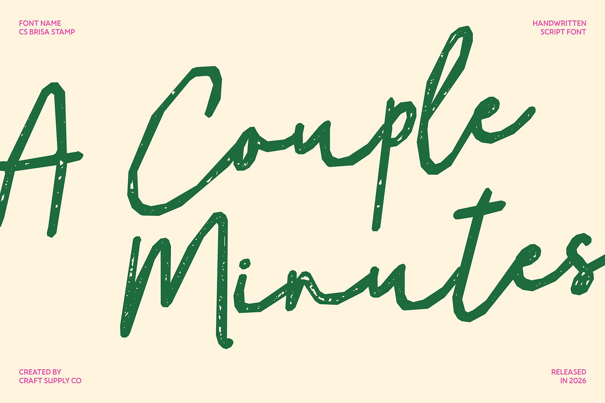 CS Brisa Stamp, a Script Font by Craft Supply Co. (Photo 2 of 8)
