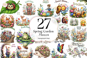 Spring Garden Mascot PNG Clipart., an Animal Illustration by KennedyStudio