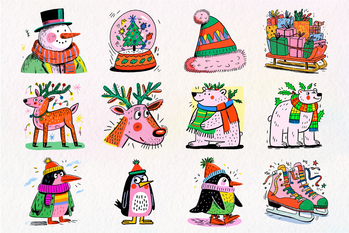 Hand-Drawn Christmas Clipart PNG, an Illustration by Dream Creation (Photo 2 of 5)