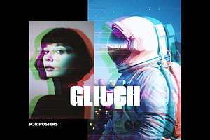 Glitching Anaglyph Poster Effect, a Brushes & More by Design Squad