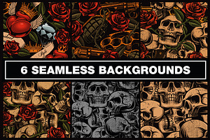 Set Of Seamless Tattoo Backgrounds