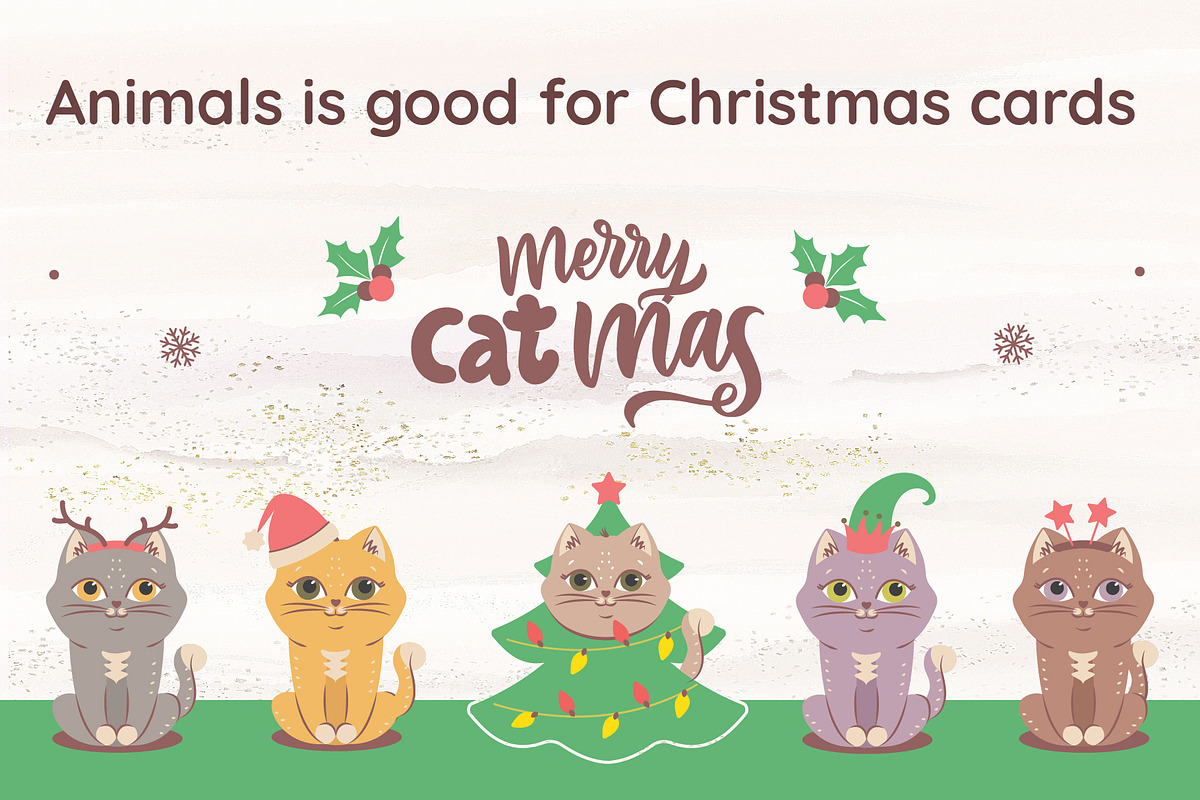 Christmas bundle. Funny Cats, an Animal Illustration by Lettering_Logo (Photo 3 of 7)