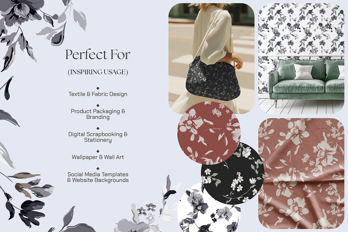 Orchid & Wildflower Seamless Vectors, a Pattern Graphic by Momosama Studio (Photo 3 of 5)