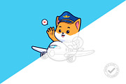 Shiba Inu Pilot Flying A Plane Icon, an Animal Illustration by tkzgraphic (Thumbnail 2 of 3)