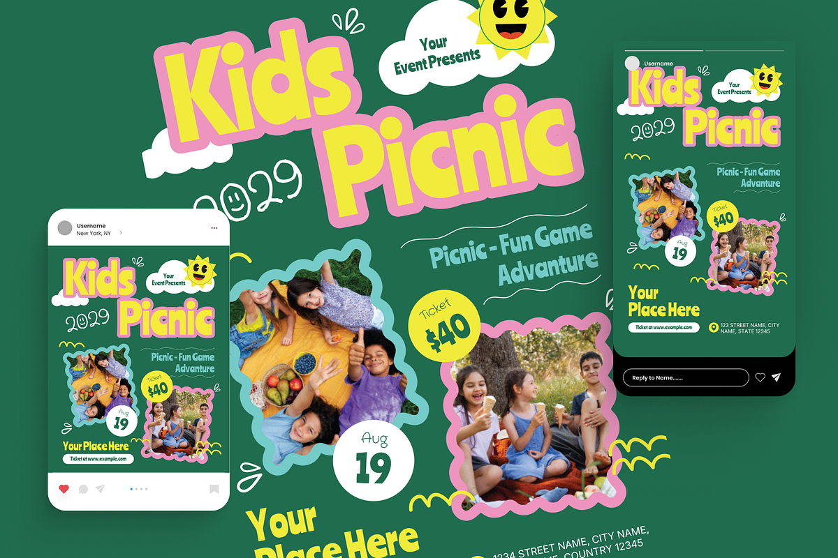 Kids Picnic Flyer Set, a Flyer Template by Annora Studio (Photo 2 of 6)